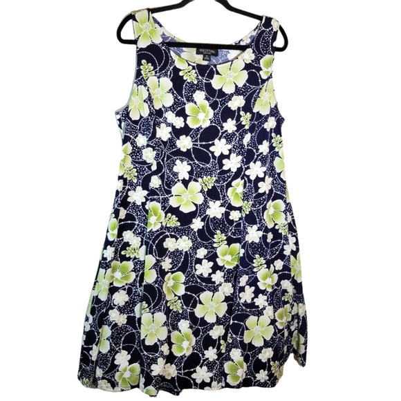 Perceptions Dresses Perceptions Navy Blue With Lime Green And White